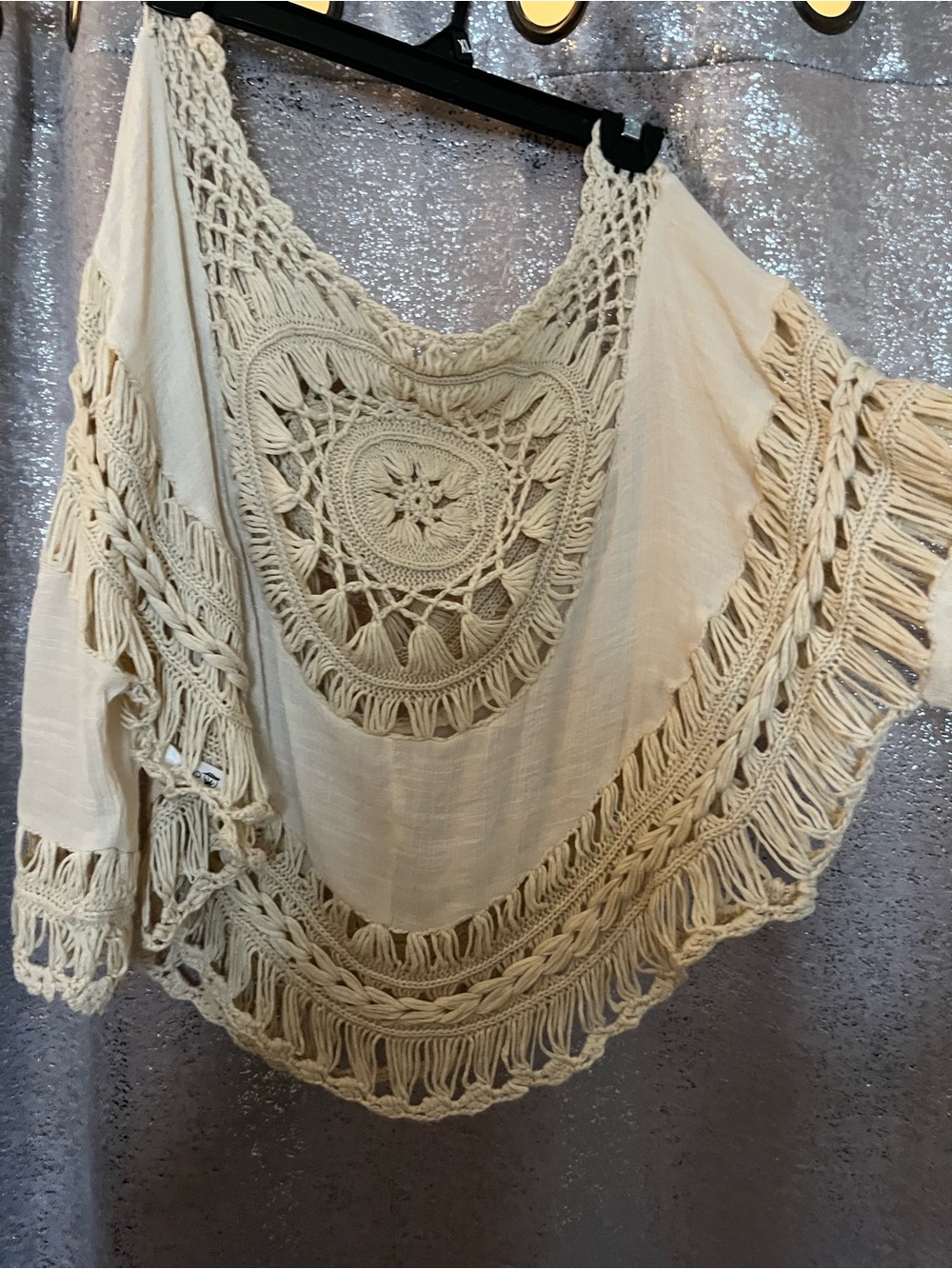 Cupshe Crochet Fringe Tunic Top - Cream